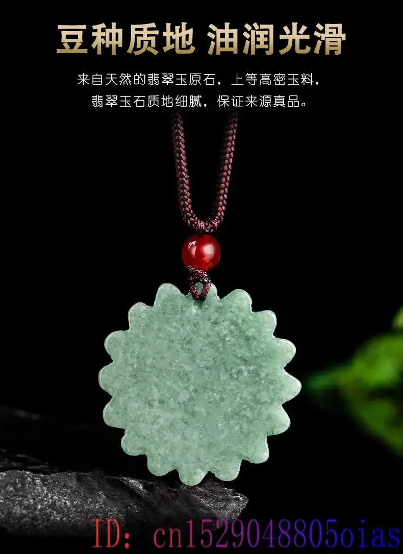 Peris Gems Green Jadeite Sunflower Pendant Necklace Amulet Luxury Accessories Natural Burmese Jade Carved Men Stone Real Jewelry Choker Green Jadeite Sunflower Pendant Necklace Amulet Luxury Accessories Natural Burmese Jade Carved Men Stone Real Jewelry Choker SHEIN Amazon Temu