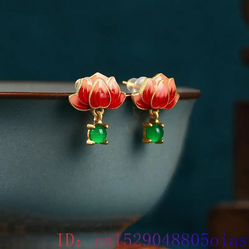 Peris Gems Green Real Jade Lotus Earrings Stone Women Gift Ear Studs Carved Luxury Designer Talismans Natural Jewelry 18K Gold Plated Green Real Jade Lotus Earrings Stone Women Gift Ear Studs Carved Luxury Designer Talismans Natural Jewelry 18K Gold Plated SHEIN Amazon Temu