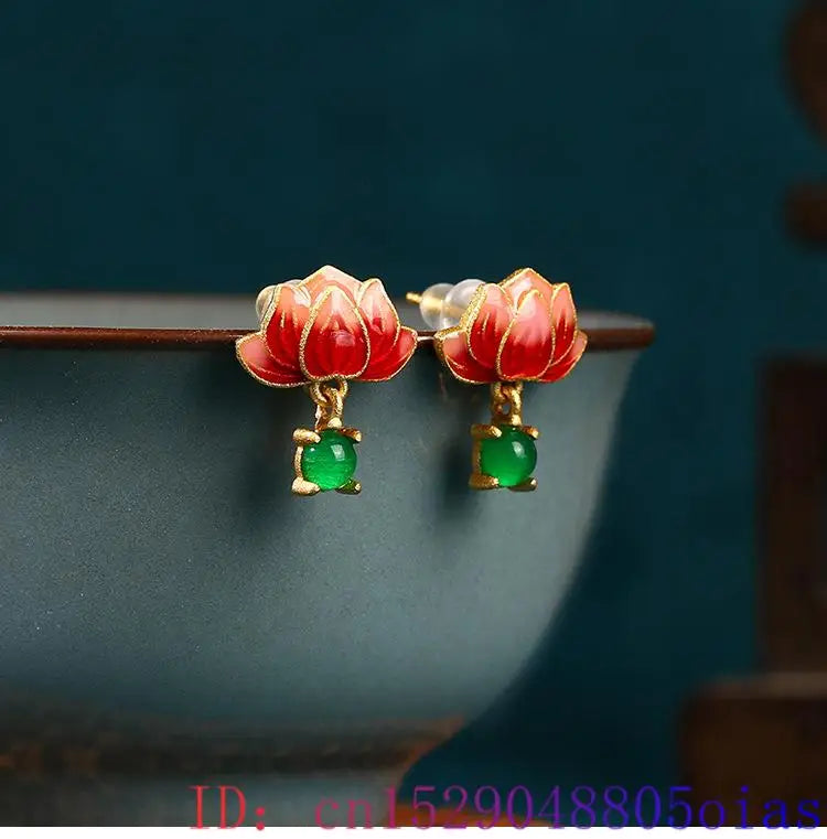 Peris Gems Green Real Jade Lotus Earrings Stone Women Gift Ear Studs Carved Luxury Designer Talismans Natural Jewelry 18K Gold Plated Green Real Jade Lotus Earrings Stone Women Gift Ear Studs Carved Luxury Designer Talismans Natural Jewelry 18K Gold Plated SHEIN Amazon Temu