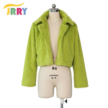 Peris Gems  Green / S Cropped Faux Fur Jacket for Women | Elegant Fur Coat SHEIN Amazon Temu