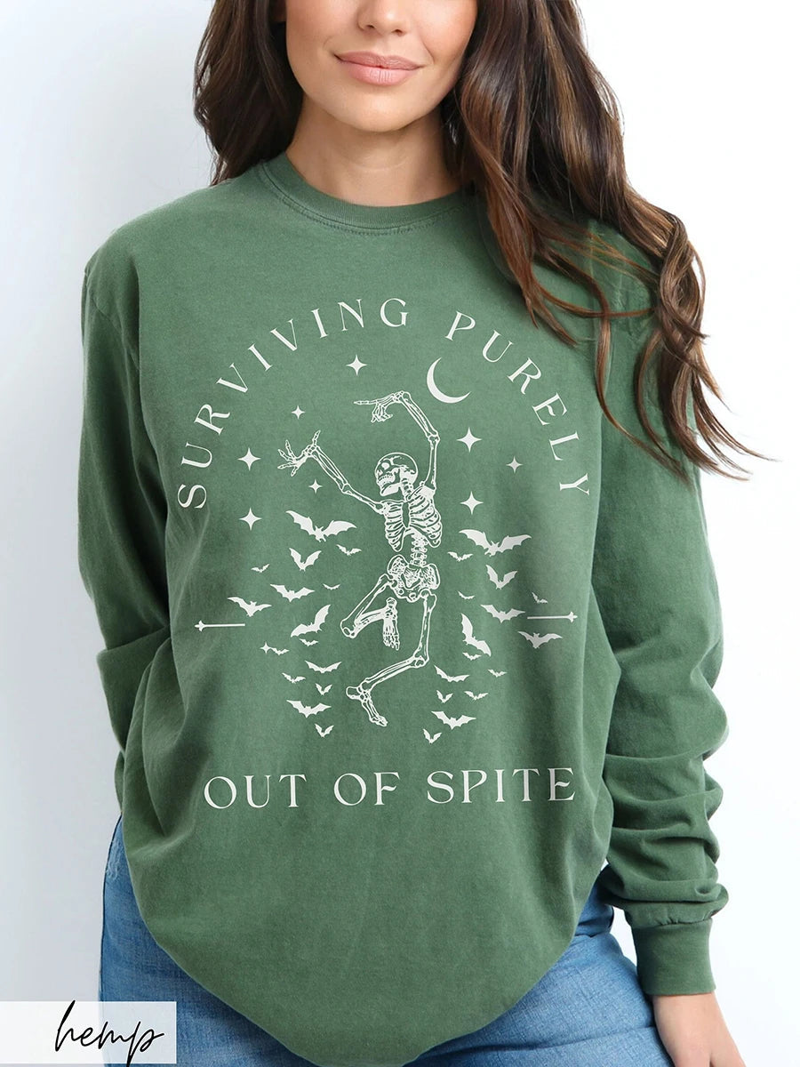 Peris Gems green / XL Surviving Purely out of Spite Long Sleeve Comfort Shir Holloween Unisex Y2K Loose Pullovers Funny Fall Sweatshirt Streetwear Surviving Purely out of Spite Long Sleeve Comfort Shir Holloween Unisex Y2K Loose Pullovers Funny Fall Sweatshirt Streetwear SHEIN Amazon Temu