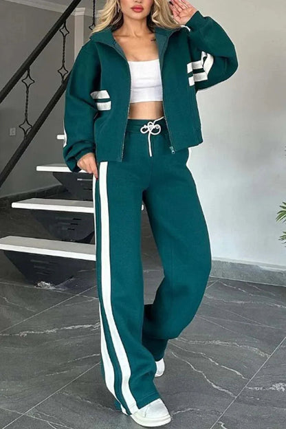 Peris Gems green / XXXL Y2K Striped Zipper Coat+sweatpants Two Piece Set Women Casual Batwing Sleeve Sports Jacket Outfits Autumn Winter Sweatshirt Suit Y2K Striped Zipper Coat+sweatpants Two Piece Set Women Casual Batwing Sleeve Sports Jacket Outfits Autumn Winter Sweatshirt Suit SHEIN Amazon Temu