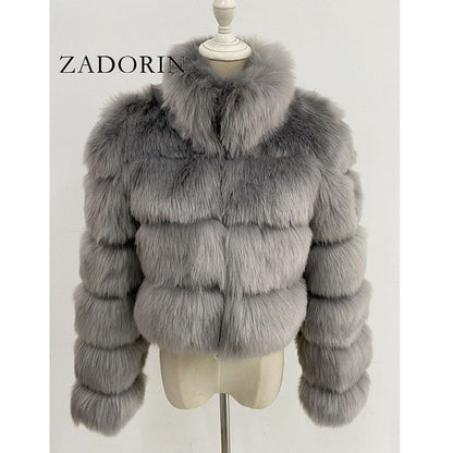 Peris Gems  Grey / S Short Faux Fur Coat Jackets for Women | Crop Top Winter Jackets Short Faux Fur Coat Jackets for Women Crop Top Winter Jacket SHEIN Amazon Temu