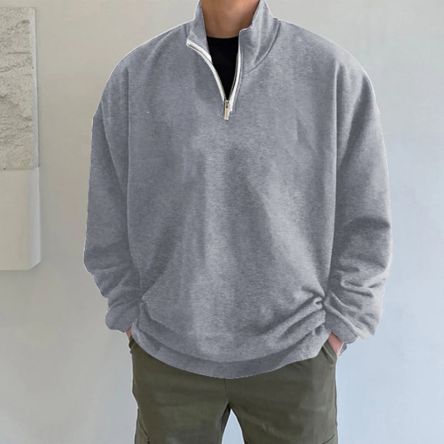 Peris Gems Grey / XXL / United States Oversized Hoodie Stand-Up Collar Hooded Sweater Men&