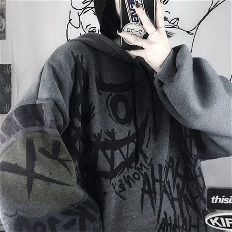 Peris Gems Grey / XXXL Gothic Cartoon Hip Hop Hoodies Women Japanese Funny Punk Oversize Hooded Sweatshirts Autumn Long Sleeve Female Hoodie Tops SHEIN Amazon Temu