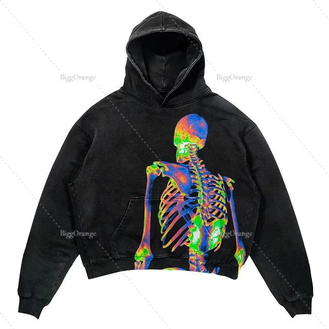 Peris Gems high-quality 14 / XXL Y2k Grunge Skull Printing Design Hoodies Women Streetwear Women Goth Sweatshirt Cotton Korean Punk Hip Hop Couples Top Clothes SHEIN Amazon Temu