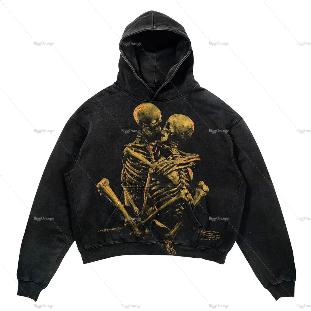 Peris Gems high-quality 2 / XXXL Y2k Grunge Skull Printing Design Hoodies Women Streetwear Women Goth Sweatshirt Cotton Korean Punk Hip Hop Couples Top Clothes SHEIN Amazon Temu