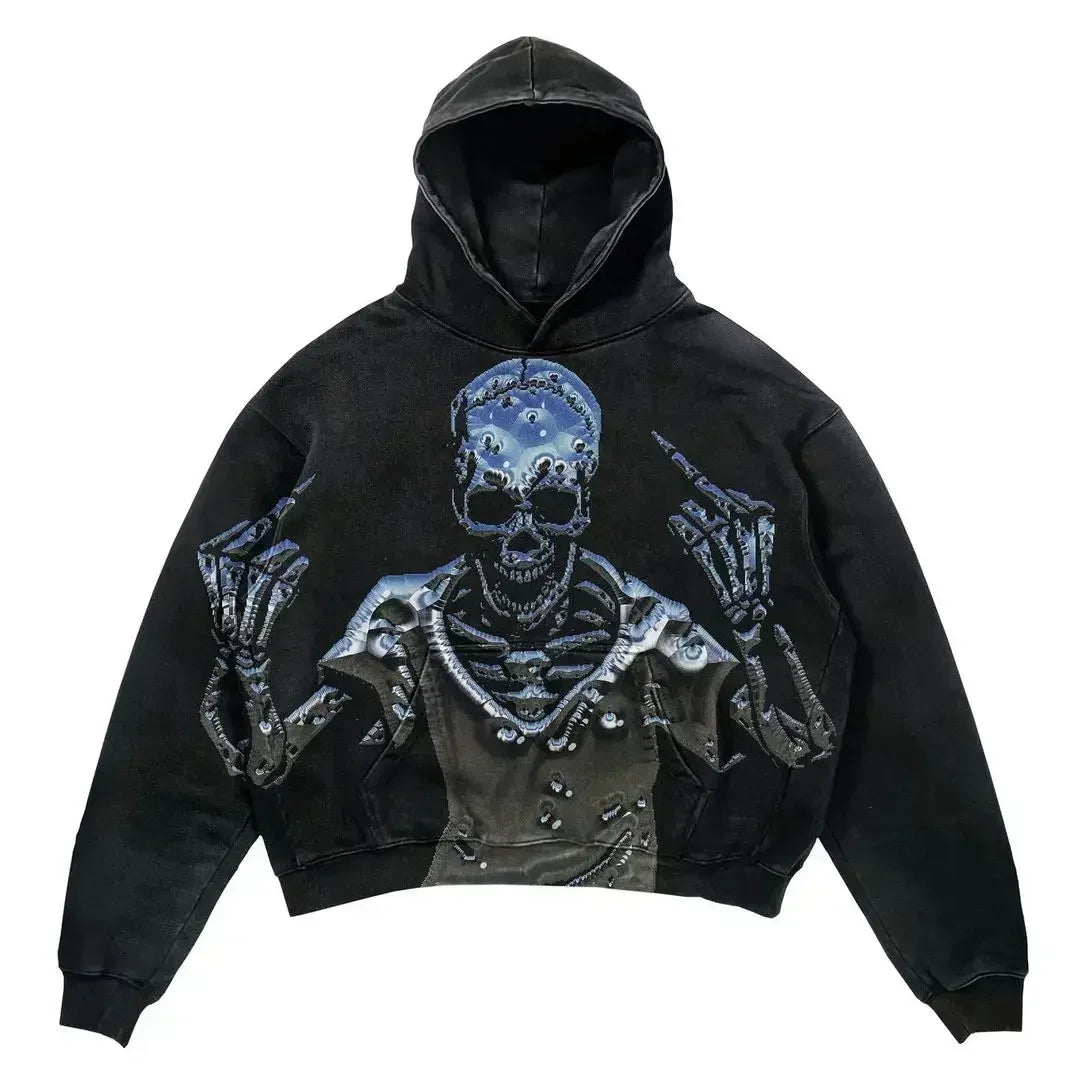 Peris Gems high quality / L Harajuku new grunge oversized sweatshirt hoodie skull printing hoodies women goth y2k tops 2023new streetwear gothic clothes SHEIN Amazon Temu