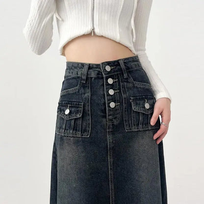 Peris Gems High-waisted Cargo Denim Skirt Women&