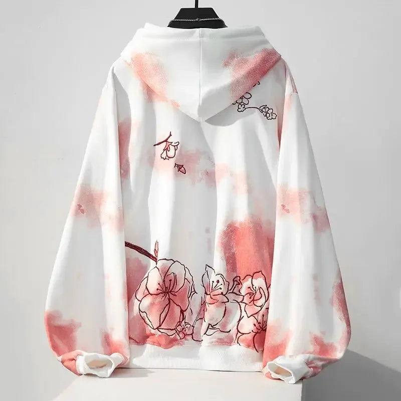 Peris Gems Hikigawa Chic Fashion Women Gradient Sakura Floral Embroidery Hoodies Pullover Japanese Streetwear Casual Hooded Coat Top Mujer Hikigawa Chic Fashion Women Gradient Sakura Floral Embroidery Hoodies Pullover Japanese Streetwear Casual Hooded Coat Top Mujer SHEIN Amazon Temu