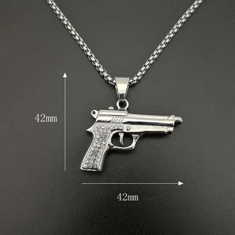 Peris Gems  Hip Hop Style Pistol Gun Stainless Necklaces for Men SHEIN Amazon Temu