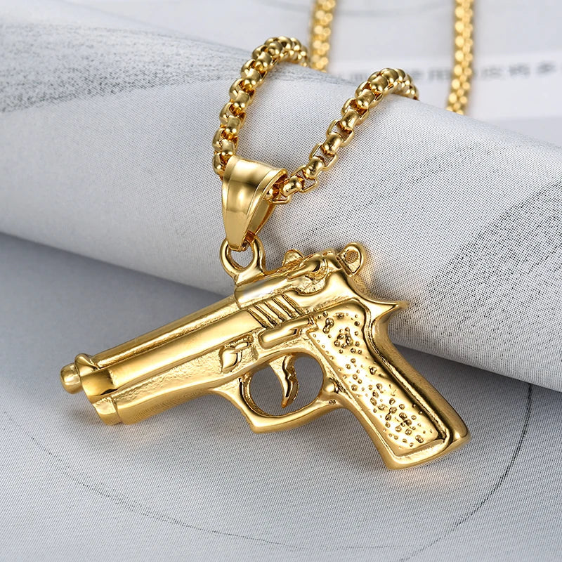 Peris Gems  Hip Hop Style Pistol Gun Stainless Necklaces for Men SHEIN Amazon Temu