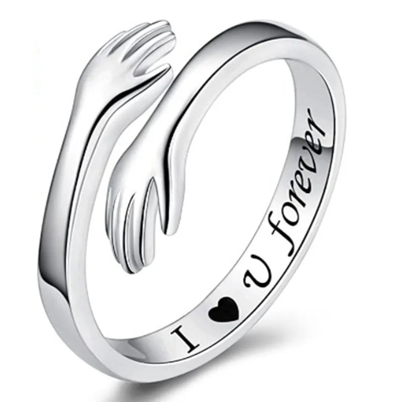 Peris Gems &quot;I Love You Forever&quot; Geometric Hug Ring Jewelry Men&