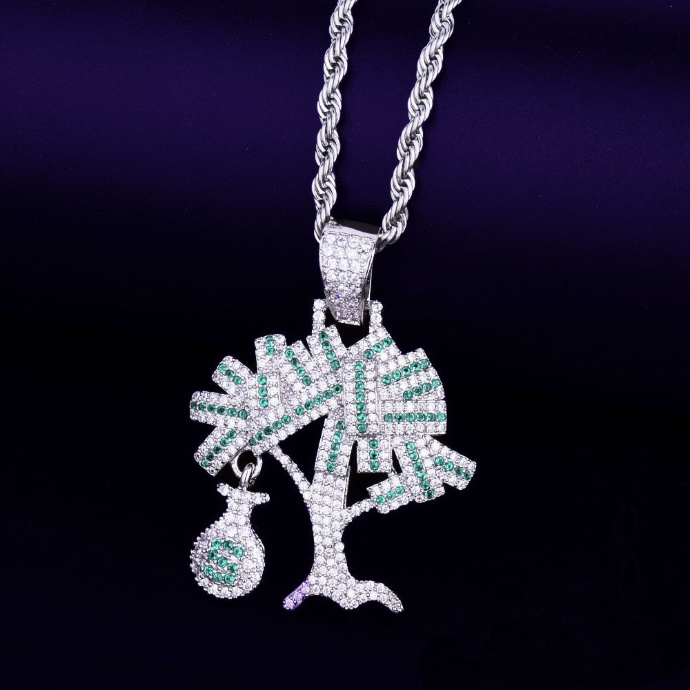 Peris Gems  Iced Out Diamond Money Tree Pendant Necklaces Unisex SHEIN Amazon Temu