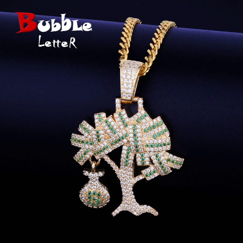 Peris Gems  Iced Out Diamond Money Tree Pendant Necklaces Unisex SHEIN Amazon Temu