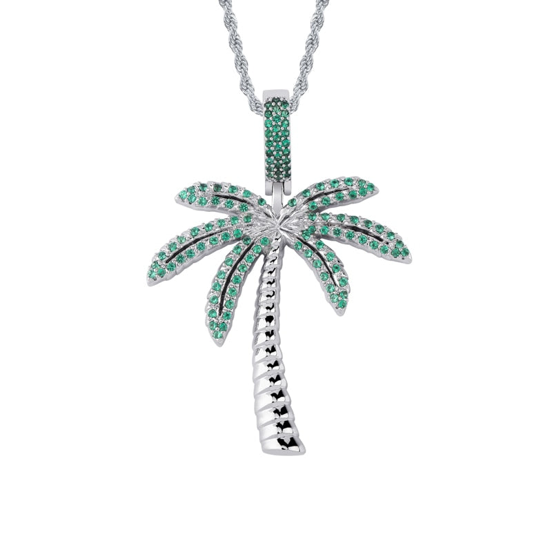 Peris Gems  Iced Out Palm Tree Pendant Necklace Unisex | Diamond Palm Tree Necklace Iced Out Palm Tree Pendant Necklace Unisex  SHEIN Amazon Temu