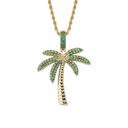 Peris Gems  Iced Out Palm Tree Pendant Necklace Unisex | Diamond Palm Tree Necklace Iced Out Palm Tree Pendant Necklace Unisex  SHEIN Amazon Temu