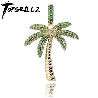 Peris Gems  Iced Out Palm Tree Pendant Necklace Unisex | Diamond Palm Tree Necklace Iced Out Palm Tree Pendant Necklace Unisex  SHEIN Amazon Temu