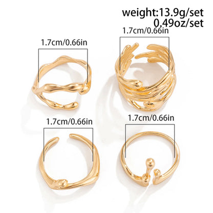 Peris Gems Ingemark 4Pcs/Set Vintage Irregular Lava Open Ring for Women Men Goth Gold Color Adjustable Couple Rings Y2K Wed Jewelry Gift SHEIN Amazon Temu