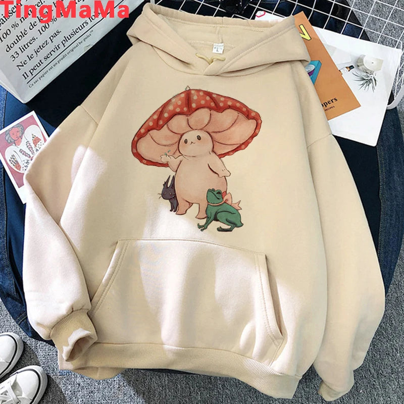 Peris Gems Kawaii Mushroom Hoodies Women Cartoon Grunge Winter Warm Anime Graphic Streetwear Oversized Harajuku Unisex Sweatshirts Female SHEIN Amazon Temu