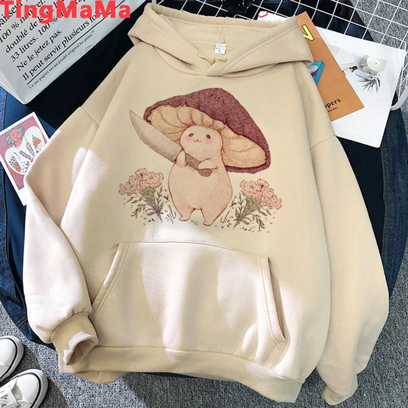 Peris Gems Kawaii Mushroom Hoodies Women Cartoon Grunge Winter Warm Anime Graphic Streetwear Oversized Harajuku Unisex Sweatshirts Female SHEIN Amazon Temu