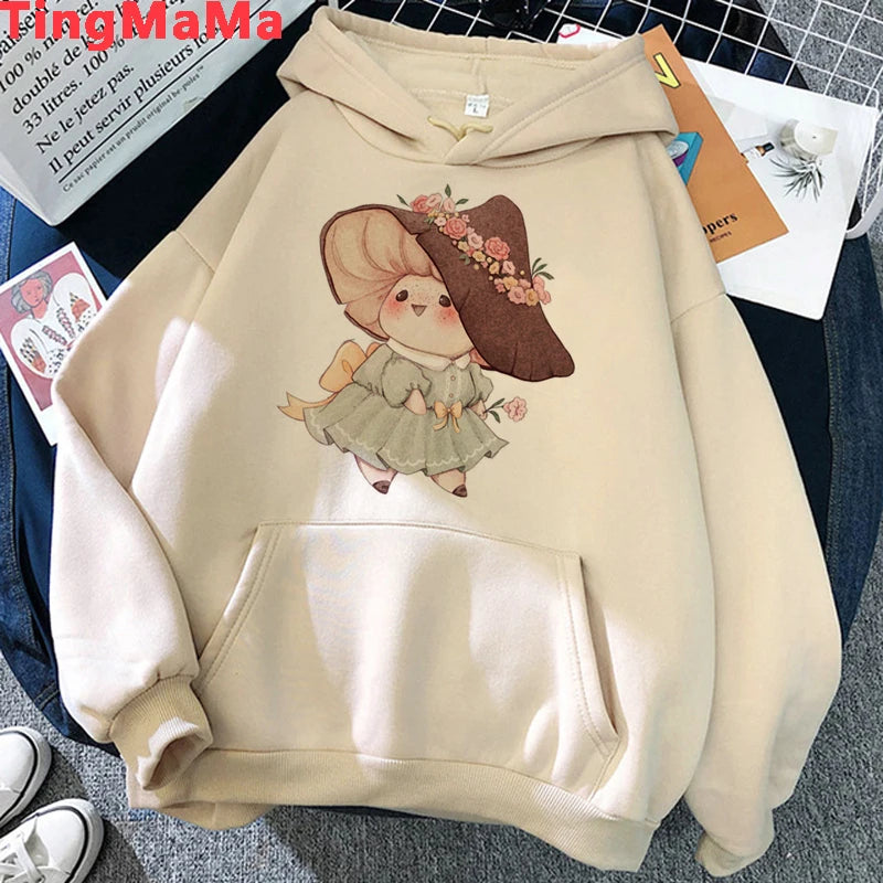 Peris Gems Kawaii Mushroom Hoodies Women Cartoon Grunge Winter Warm Anime Graphic Streetwear Oversized Harajuku Unisex Sweatshirts Female SHEIN Amazon Temu