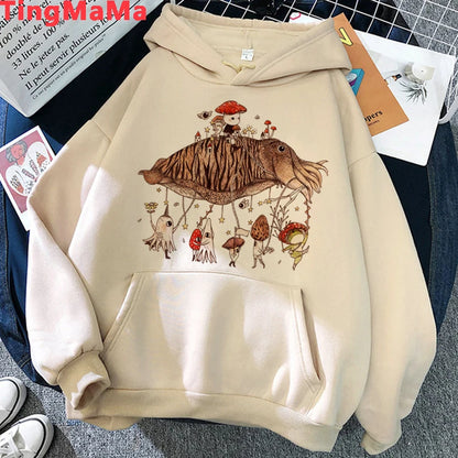 Peris Gems Kawaii Mushroom Hoodies Women Cartoon Grunge Winter Warm Anime Graphic Streetwear Oversized Harajuku Unisex Sweatshirts Female SHEIN Amazon Temu