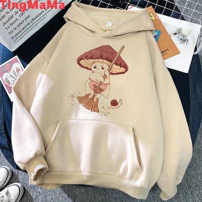 Peris Gems Kawaii Mushroom Hoodies Women Cartoon Grunge Winter Warm Anime Graphic Streetwear Oversized Harajuku Unisex Sweatshirts Female SHEIN Amazon Temu