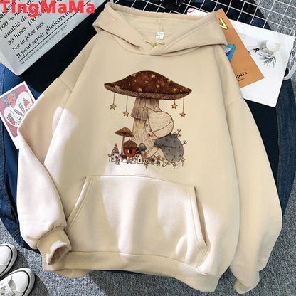 Peris Gems Kawaii Mushroom Hoodies Women Cartoon Grunge Winter Warm Anime Graphic Streetwear Oversized Harajuku Unisex Sweatshirts Female SHEIN Amazon Temu