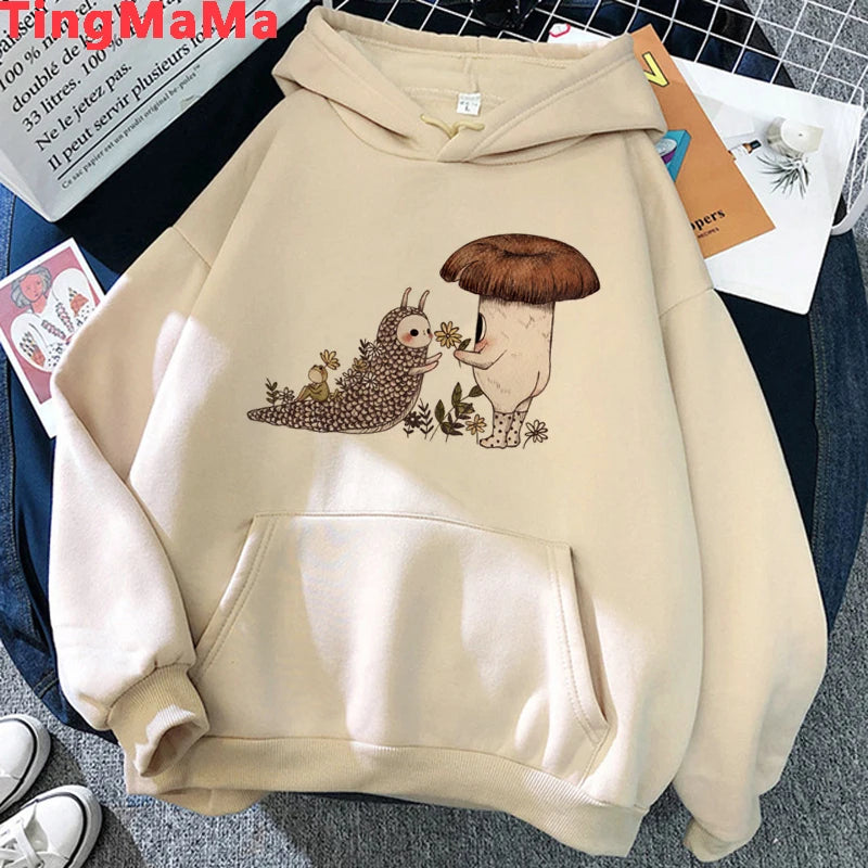 Peris Gems Kawaii Mushroom Hoodies Women Cartoon Grunge Winter Warm Anime Graphic Streetwear Oversized Harajuku Unisex Sweatshirts Female SHEIN Amazon Temu