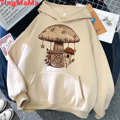 Peris Gems Kawaii Mushroom Hoodies Women Cartoon Grunge Winter Warm Anime Graphic Streetwear Oversized Harajuku Unisex Sweatshirts Female SHEIN Amazon Temu