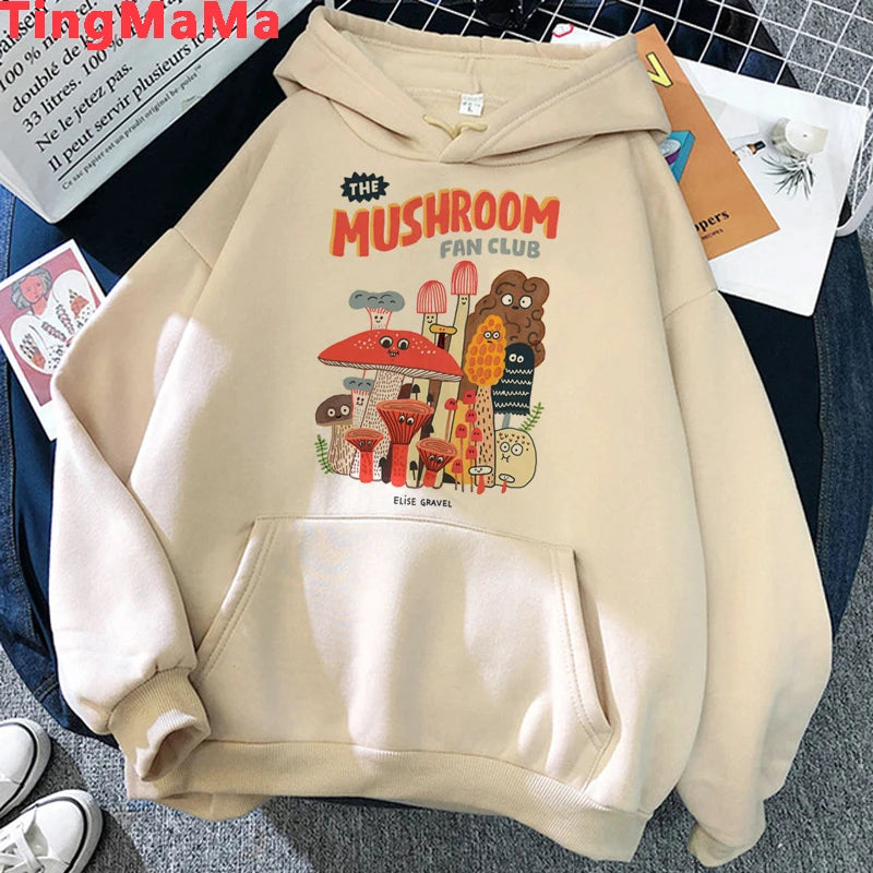 Peris Gems Kawaii Mushroom Hoodies Women Cartoon Grunge Winter Warm Anime Graphic Streetwear Oversized Harajuku Unisex Sweatshirts Female SHEIN Amazon Temu