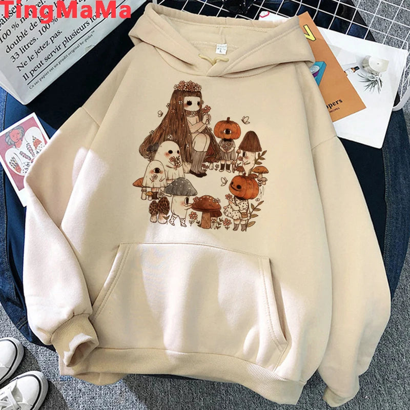 Peris Gems Kawaii Mushroom Hoodies Women Cartoon Grunge Winter Warm Anime Graphic Streetwear Oversized Harajuku Unisex Sweatshirts Female SHEIN Amazon Temu