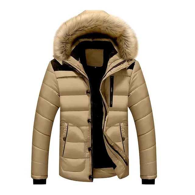 Peris Gems  Khaki / M Thickened Fur Hood Winter Parka Jackets for Men SHEIN Amazon Temu