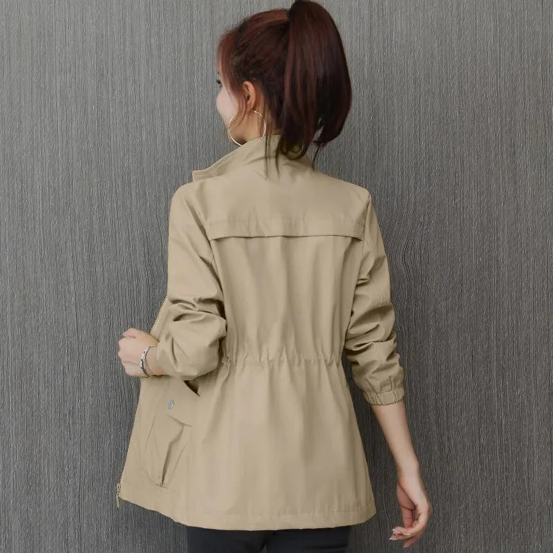 Peris Gems  Khaki / S Double Layered Stand Collar Short Coat for Women SHEIN Amazon Temu