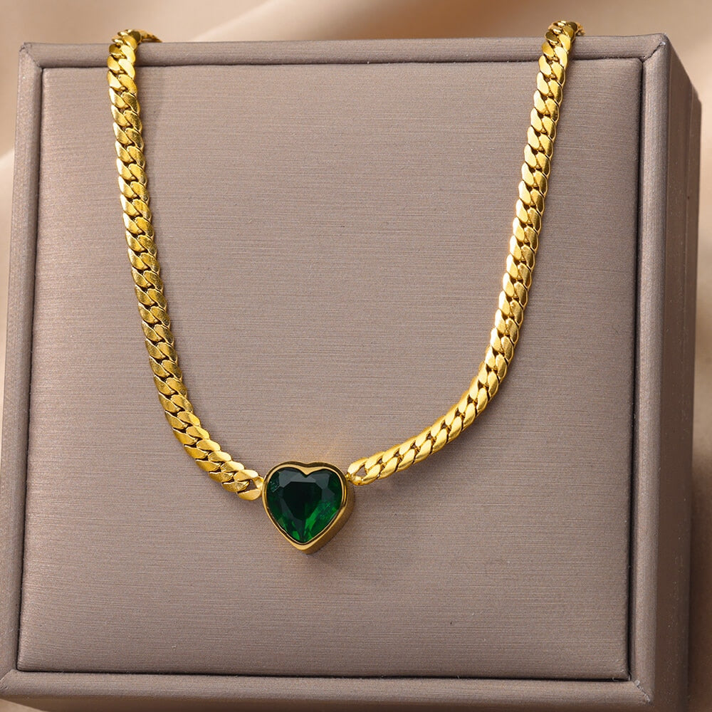 Peris Gems  L Flat Snake Emerald Necklace for Women | Gold Necklace for Women SHEIN Amazon Temu