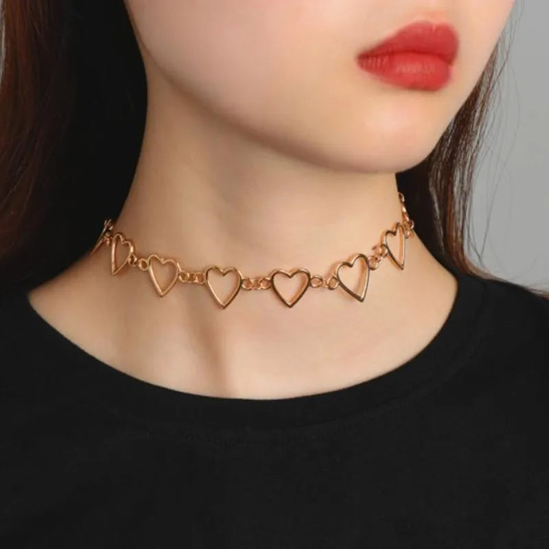 Peris Gems L1059 Vintage Harajuku Goth Metal Heart Neck Chains Choker Grunge Necklaces For Women Egirl Cosplay Aesthetic Accessories Jewelry SHEIN Amazon Temu