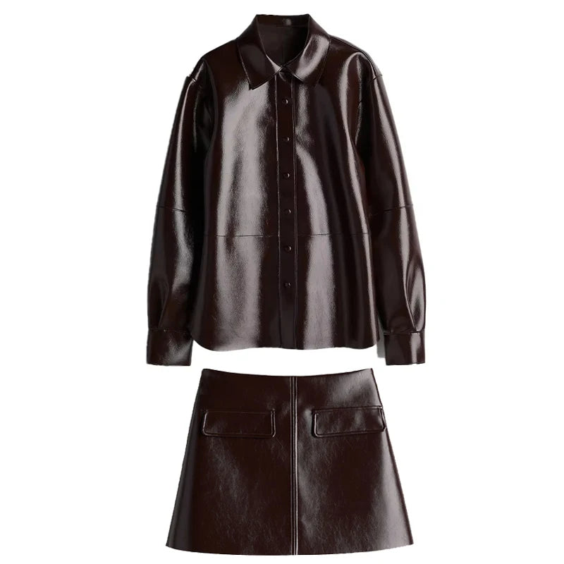 Peris Gems Lapel set / S Fashion Leather Mini Skirt Sets Women Y2K Long Sleeve Bike Jacket Hip Package Short Skirt Suits Female Street Motorcycle Outfits Fashion Leather Mini Skirt Sets Women Y2K Long Sleeve Bike Jacket Hip Package Short Skirt Suits Female Street Motorcycle Outfits SHEIN Amazon Temu