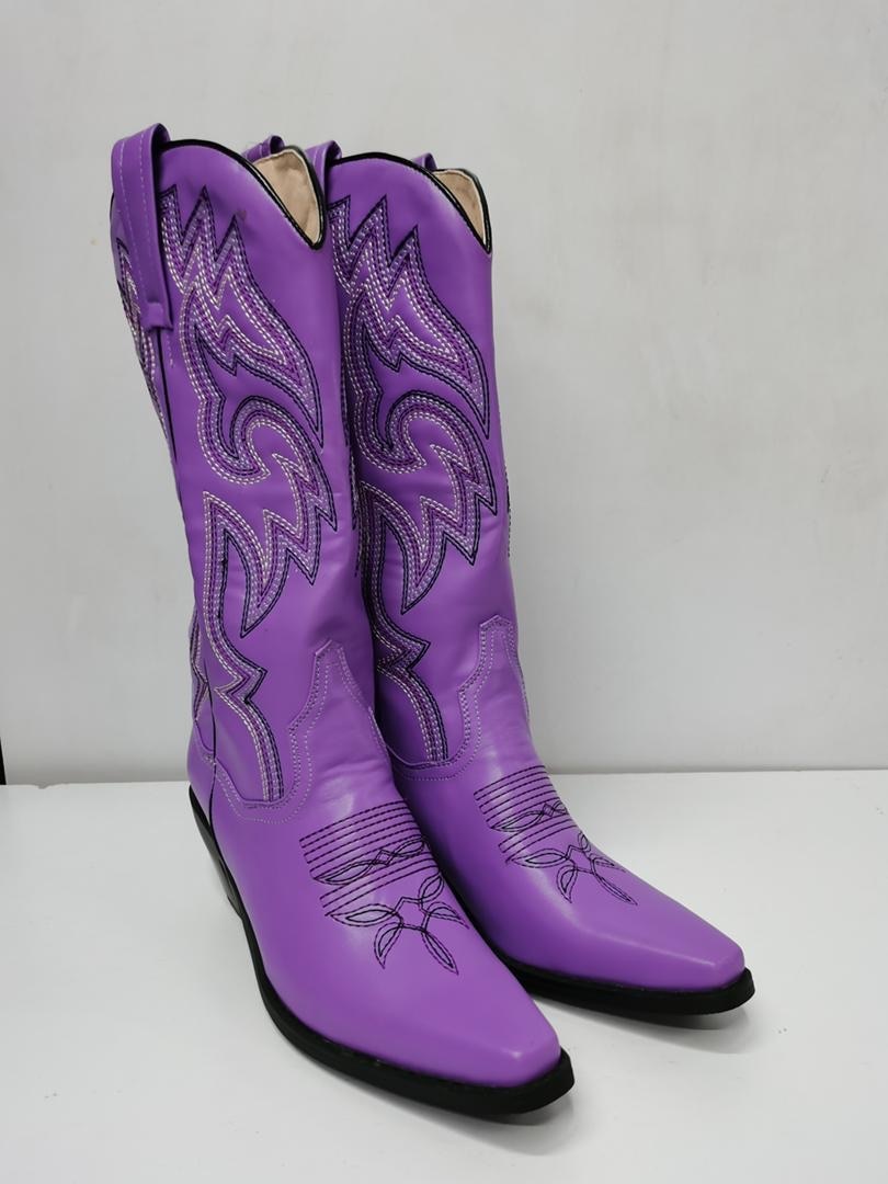 Peris Gems  Lavender / 4.5 PU Leather Cowboy Boots for Women | Knee High Leather Boots SHEIN Amazon Temu