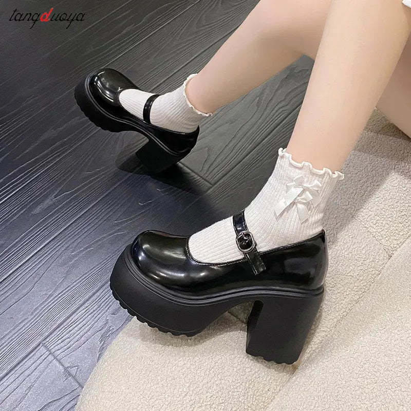 Peris Gems  Leather Platform Lolita Mary Jane Shoes for Women SHEIN Amazon Temu