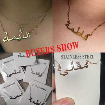 Peris Gems  Lemegeton Personalised Arabic Name Necklace For Women Custom Stainless Steel Arabic Pendants Jewelry Customized Necklaces Gift SHEIN Amazon Temu