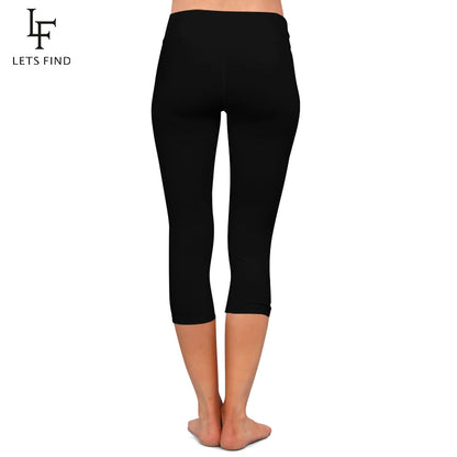 Peris Gems LETSFIND High Quaility Milk Silk Women High Waist Fitness Capri Leggings Solid Black Elastic Soft Slim Mid-Calf Pants SHEIN Amazon Temu