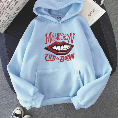 Peris Gems light-blue / M Maneskin Hoodies Sweatshirt Italian singer Hoodie Harajuku Men Thin Sweatshirt Streetwear Casual Women Oversized Pullovers SHEIN Amazon Temu