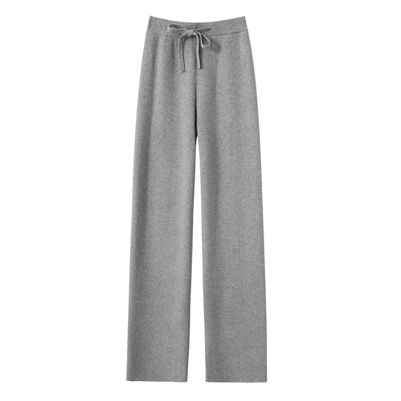 Peris Gems Light Grey / XL Knitted Wide Leg Pants Women Fall Winter 2024 New Thicken Warm High Waisted Casual  Baggy Y2k Straight Trousers LJ177 SHEIN Amazon Temu