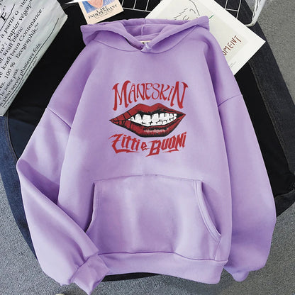 Peris Gems light-purple / S Maneskin Hoodies Sweatshirt Italian singer Hoodie Harajuku Men Thin Sweatshirt Streetwear Casual Women Oversized Pullovers SHEIN Amazon Temu