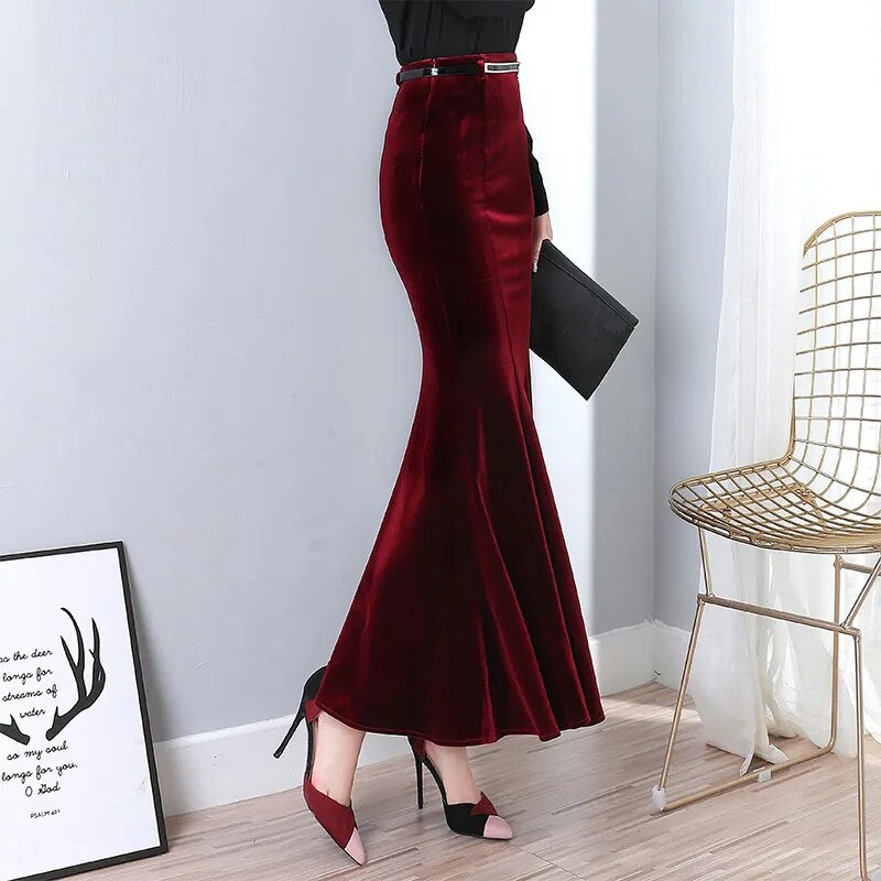 Peris Gems  Long Velvet Mermaid Maxi Skirts for Women SHEIN Amazon Temu