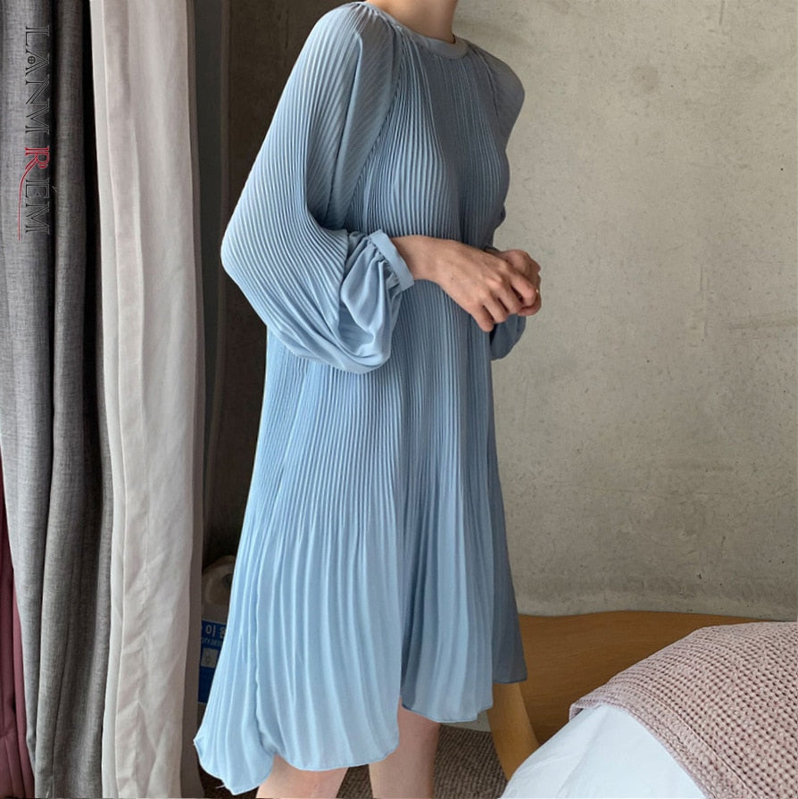 Peris Gems  Loose Lantern Sleeve Pleated Chiffon Dress for Women SHEIN Amazon Temu