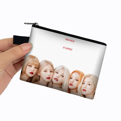 Peris Gems lqbgidle11zm Kpop (G)I-DLE Coin Purses Aublum I Feel Women Wallets Queencard Money Bags Soyeon/YUQI/Shuhua ID Card Key Earphones Holder Gift SHEIN Amazon Temu