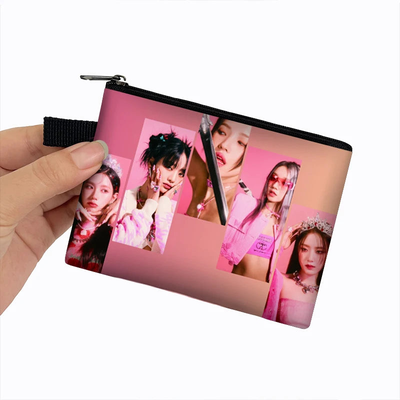 Peris Gems lqbgidle23zm Kpop (G)I-DLE Coin Purses Aublum I Feel Women Wallets Queencard Money Bags Soyeon/YUQI/Shuhua ID Card Key Earphones Holder Gift SHEIN Amazon Temu