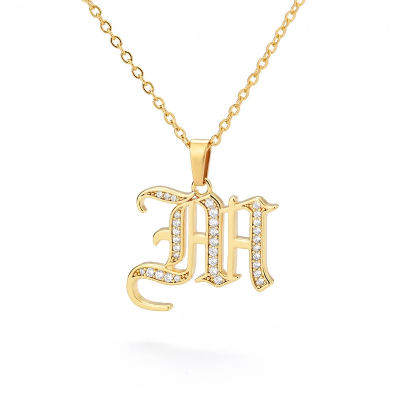 Peris Gems  M Capital Initial Letter Necklace Stainless Unisex | Gold Chain Capital Initial Letter Necklace Stainless Unisex |Gold Chain SHEIN Amazon Temu